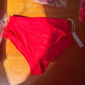 New, unworn Everlane high rise hipster swim bottom (medium, bright red)
